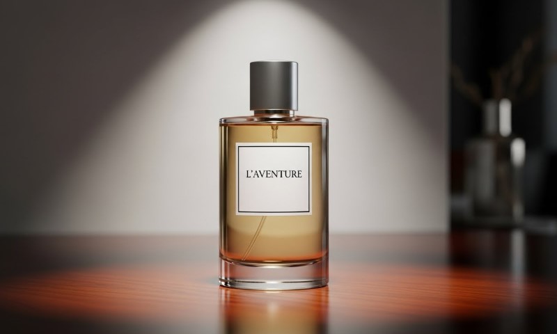 Eau de toilette bottle on a wooden surface