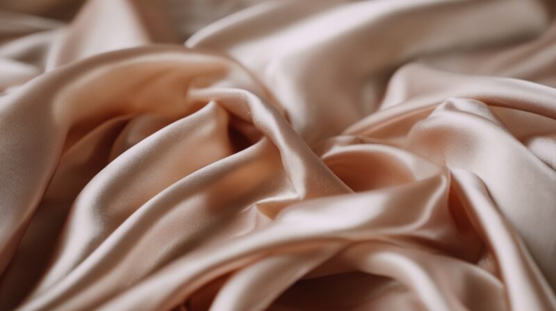 Close up of soft, flowing silk fabric with a smooth texture