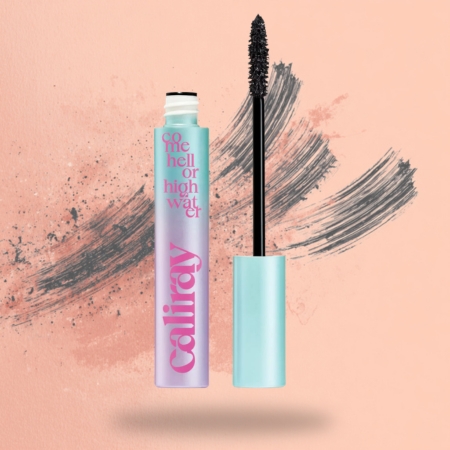 Mascara tube and wand with thick brush designed for long-lasting wear and definition