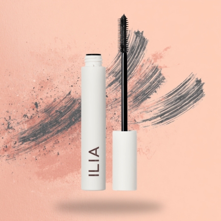 Minimalist mascara tube and wand with dual-sided brush for separating and lengthening lashes