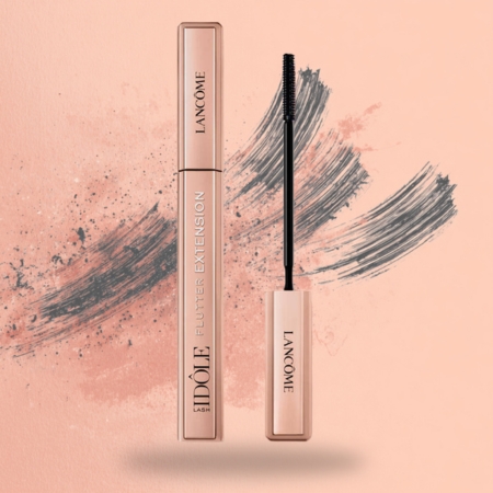 Slim mascara tube and wand with fine brush designed to separate and lengthen lashes